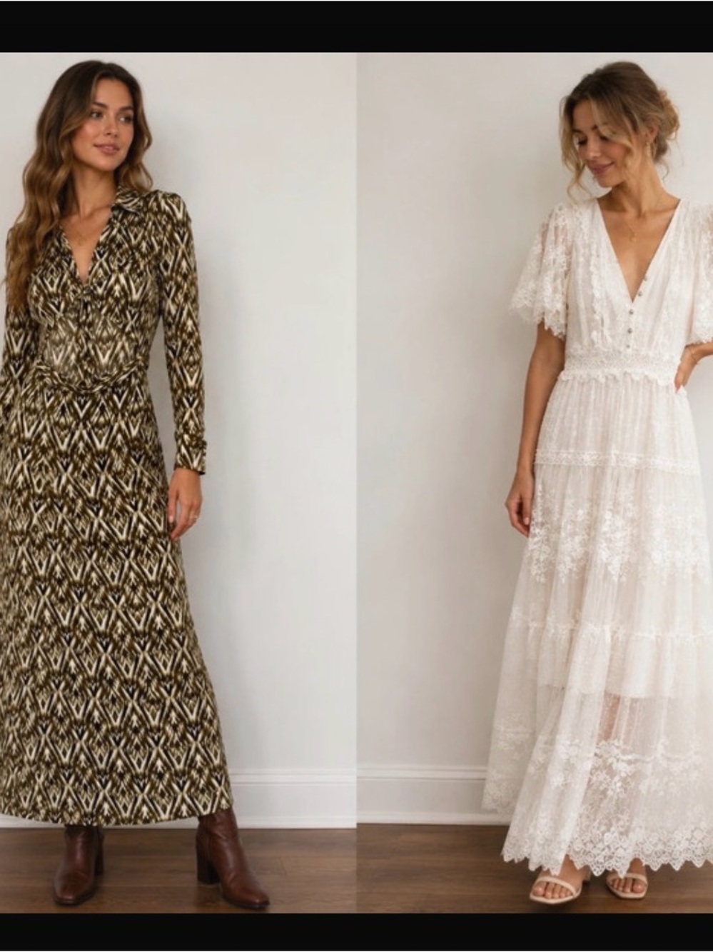 Topshop White Lace Maxi Dress & Printed Long Sleeve Maxi